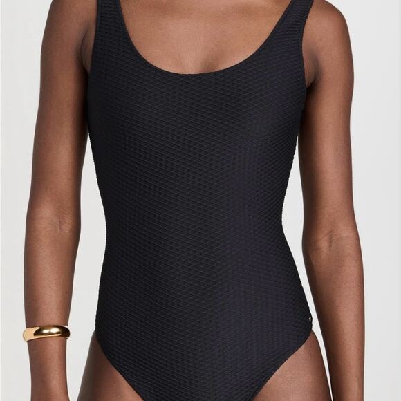 NWOT Anine Bing Black Jace Textured One Piece Swimsuit